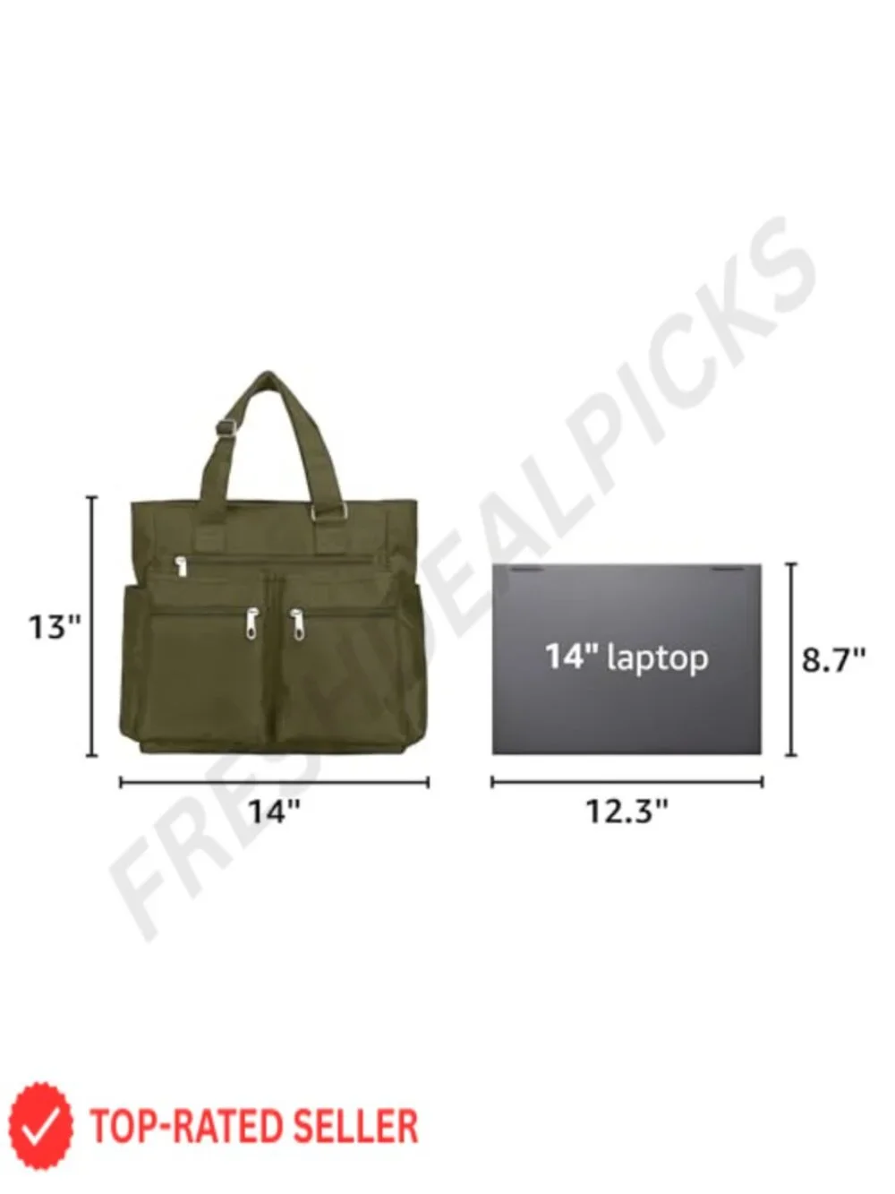 Waterproof Nylon Canvas Tote Bag Multi Pocket Laptop Shoulder Bag Work Travel